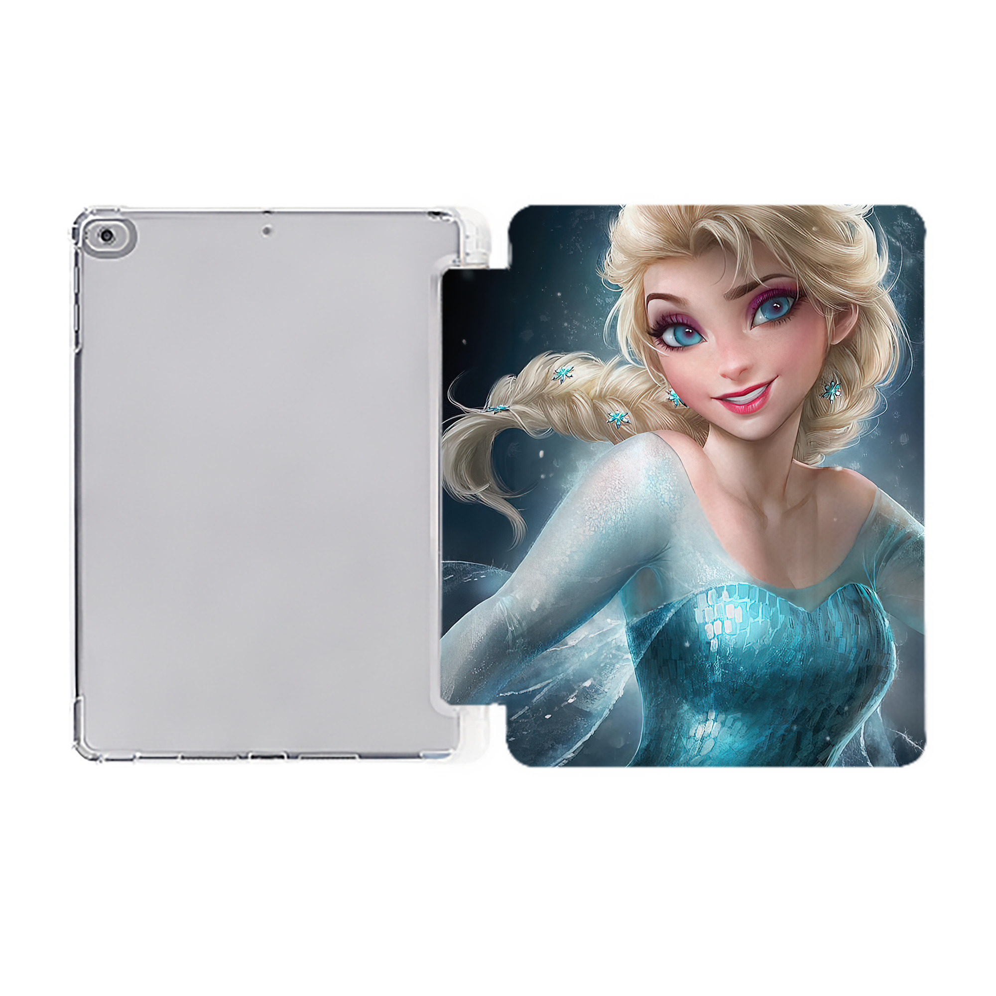 （画像用） アナと雪の女王 アンナ エルサ Frozen Anna Elsa IPad ケース ペン収納付き 三つ折りスタンド PUレザー×シリコン 対応機種9.5/10.5/10.9インチ